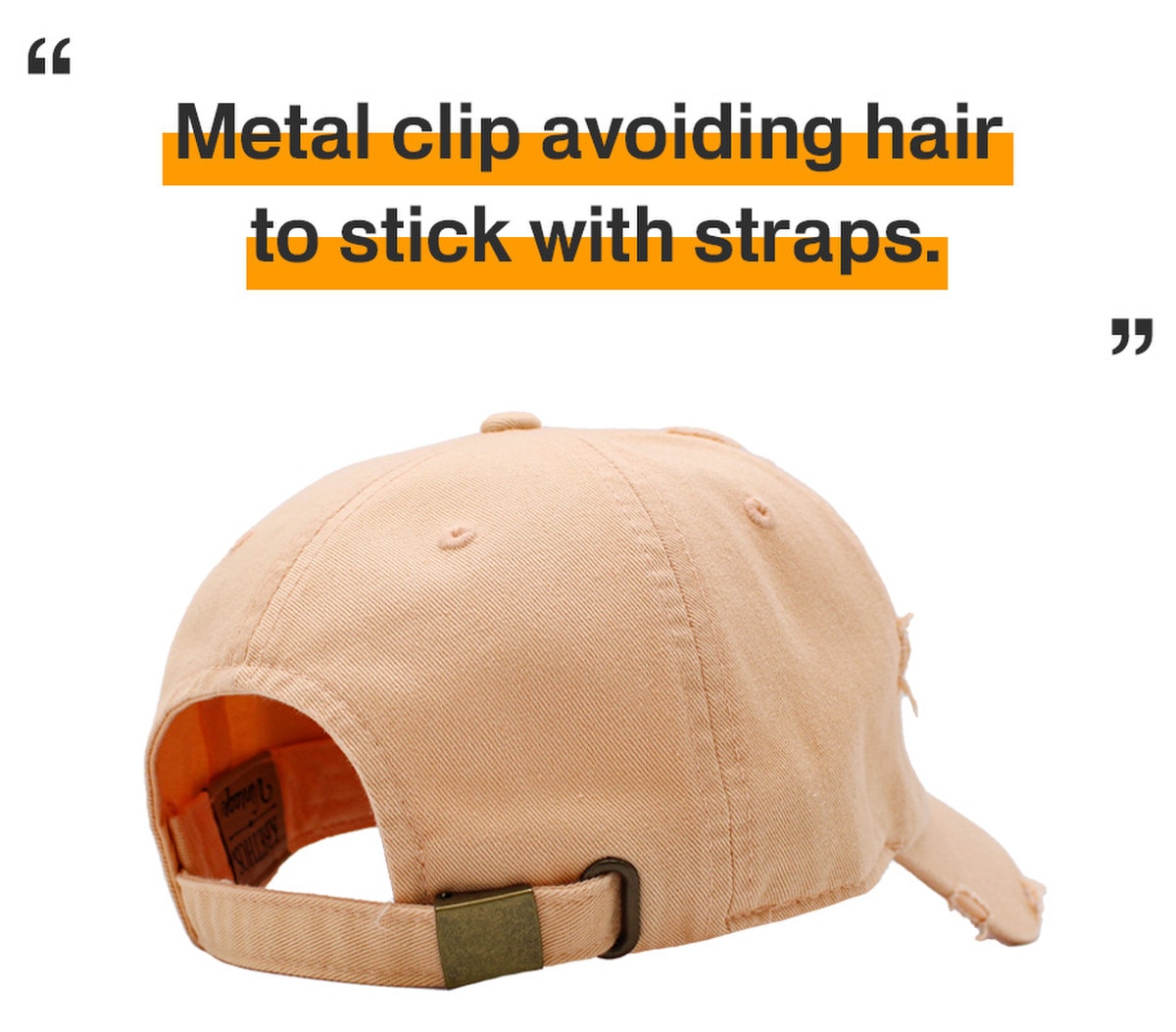 Peach Distressed Vintage Baseball Cap Back Side View